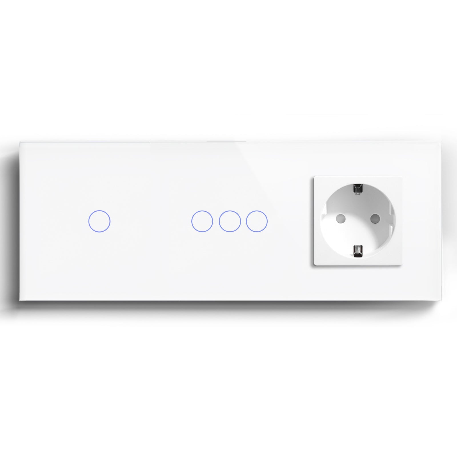 Bseed Smart WiFi Light Switches Multi Control With EU Normal Standard Wall Socket Light Switches Bseedswitch White 1Gang + 3Gang + Socket 