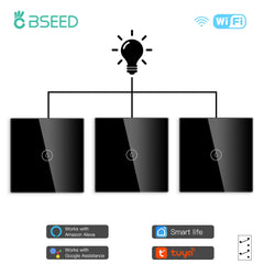Bseed Smart Wifi Touch Switch 1 Gang 1/2/3 Way Wall Plates & Covers Bseedswitch 