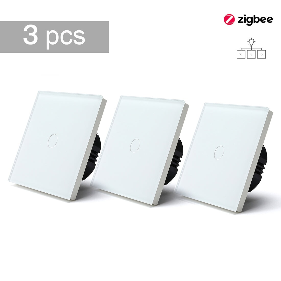 BSEED Zigbee Single Live Line Switch 1/2/3 Gang 1/2/3 Way Wall Smart Light Switch Single Live Line 1/2/3 pack Light Switches Bseedswitch White 1Gang 3 Pcs/Pack