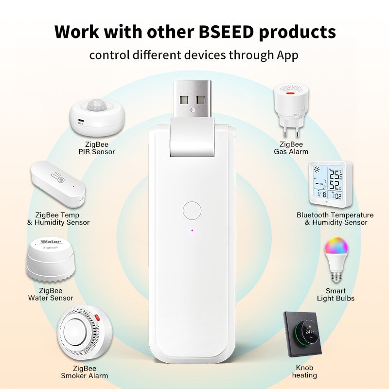 Tuya Smart USB Multi-mode Gateway Bluetooth+ZigBee Wireless Hub Home Automation Kits Bseedswitch 