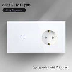 Bseed 1/2/3 Gang 1/2/3 Way Touch Light Switch with Eu Socket 300W Wall Plates & Covers Bseedswitch 