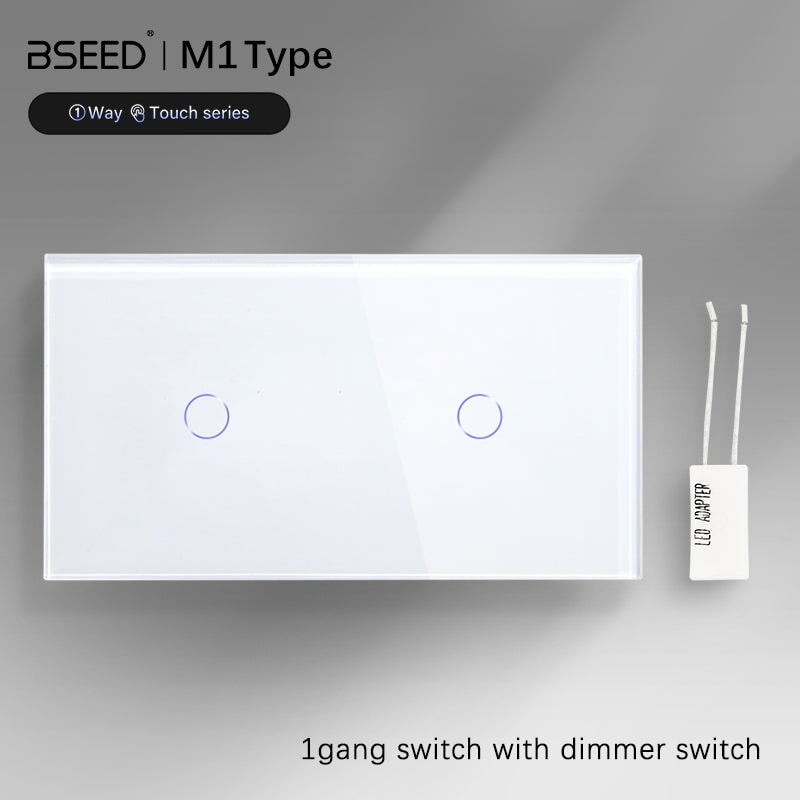 Bseed Touch Light Switch 1/2/3 Gang 1Way With Dimmer Switch Glass Panel 157mm Light Switches Bseedswitch 