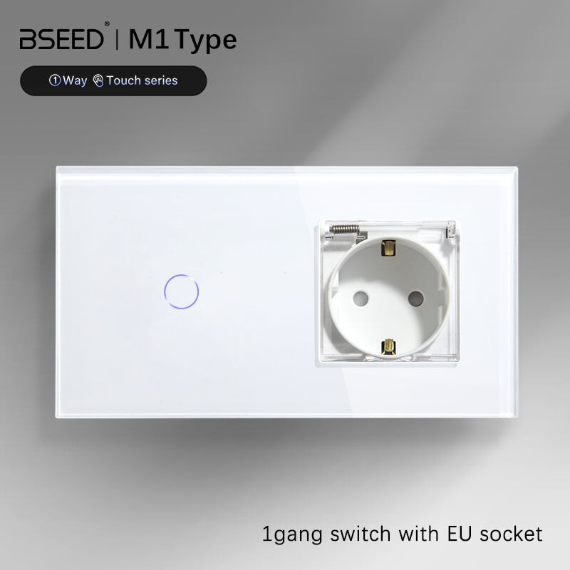 Bseed 1/2/3 Gang 1/2/3 Way Touch Light Switch with Waterproof Eu Socket 300W Wall Plates & Covers Bseedswitch 