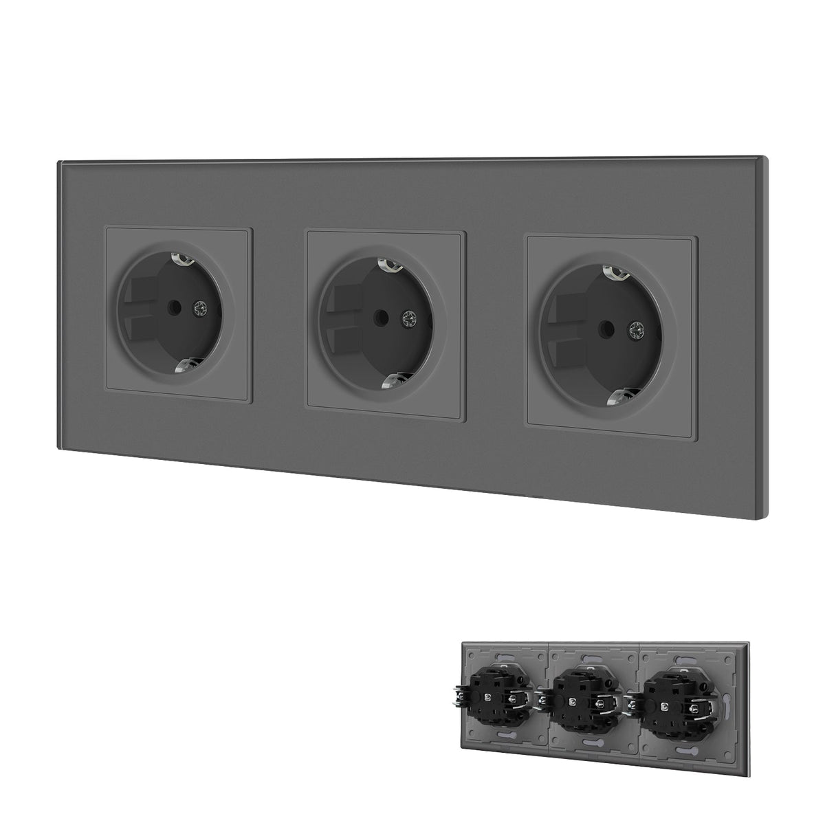 BSEED EU Wall Sockets with clamping technology New Series Power Outlets & Sockets Bseedswitch Grey Triple 