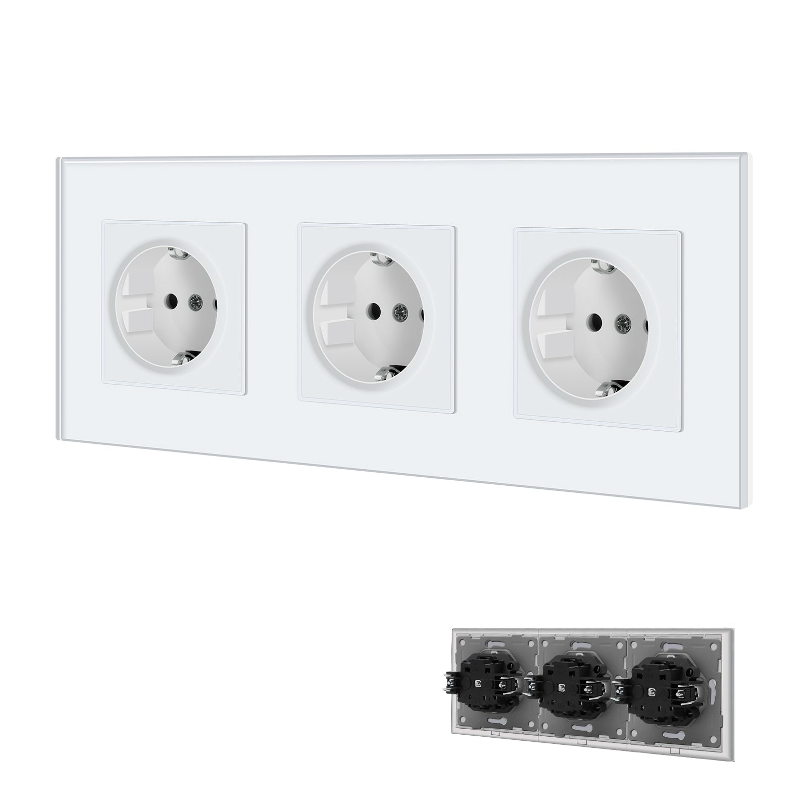 BSEED EU Wall Sockets with clamping technology New Series Power Outlets & Sockets Bseedswitch White Triple 