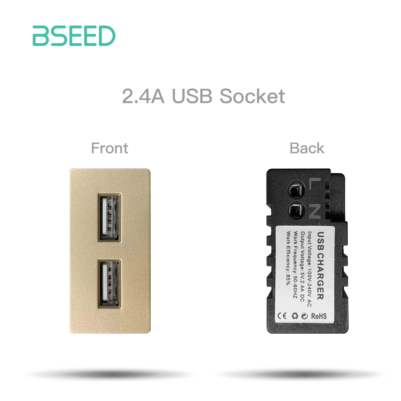 USB Wall Plug Socket Outlets Socket Frame DIY Parts Free Combination Bseedswitch Gold Double USB 