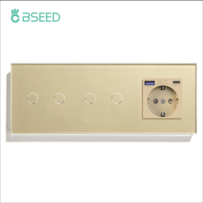 BSEED Product Customization Bseedswitch wifi 2gang switch with wifi 2gang switch with EU socket and usb-c 