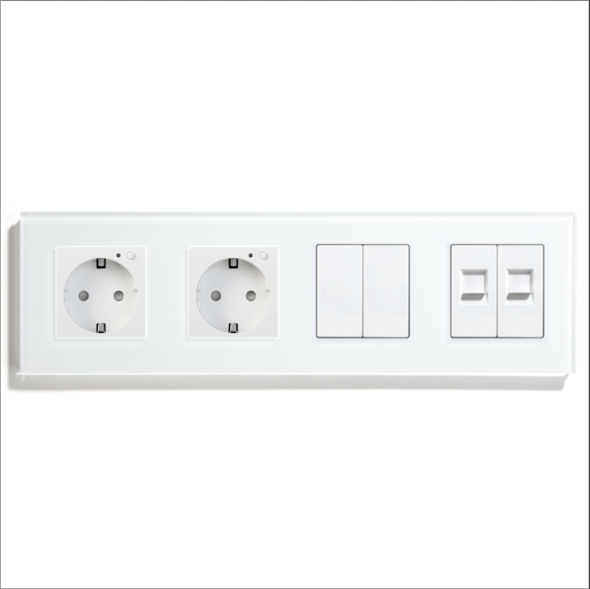 BSEED Product Customization Bseedswitch double wifi EU socket with blank key and blank key with cat6 and cat6 