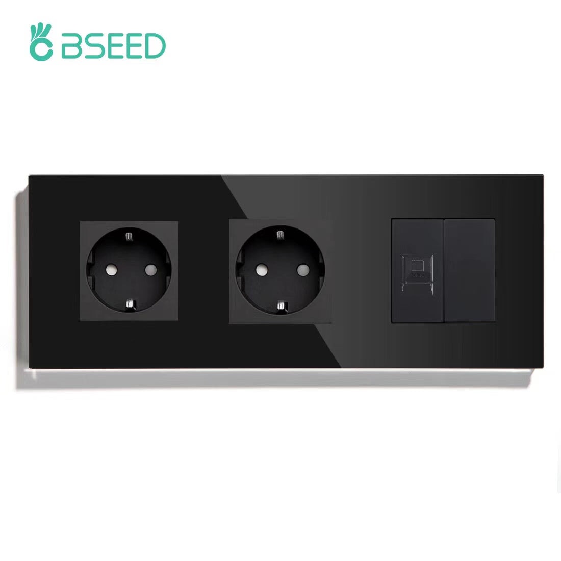 BSEED Product Customization Bseedswitch double eu socket with cat6 and blank key 