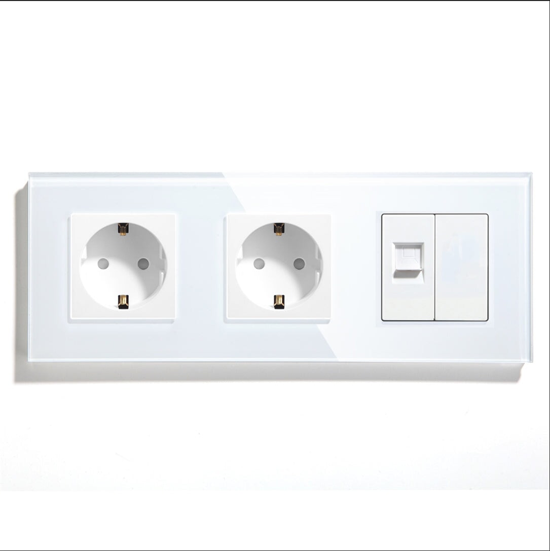 BSEED Product Customization Bseedswitch double eu socket with cat5 socket and blank key 