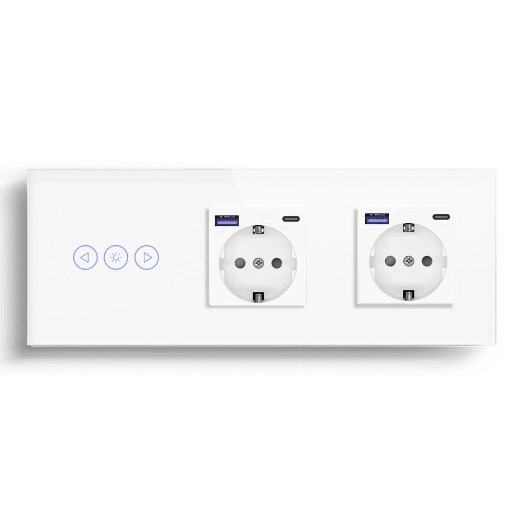 BSEED Product Customization Bseedswitch wifi dimmer touch switch with double eu socket and fast charge usb-c port 