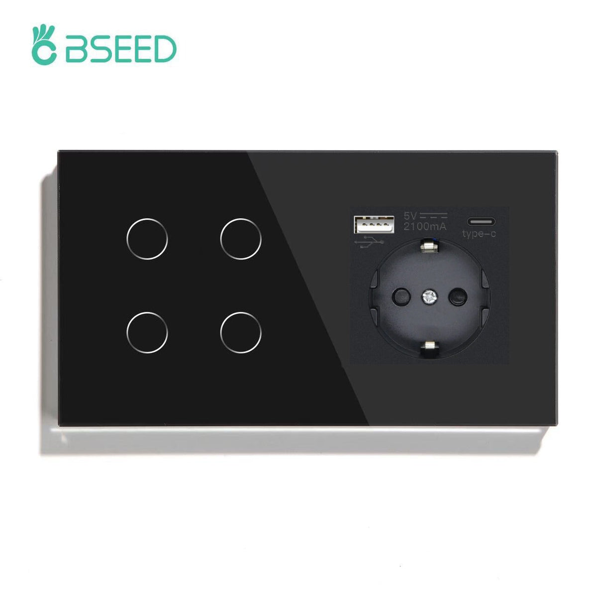 BSEED Product Customization Bseedswitch zigbee 4gang touch switch with eu socket with USB-C 