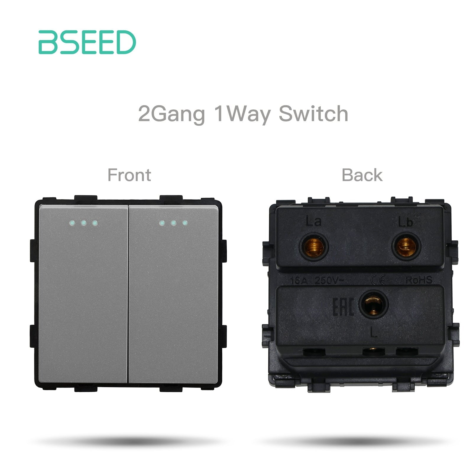 Bseed 1/2/3 Gang 1/2/3 Way Button Light Switch Function Key Touch Control Cross Switch Light Switches Bseedswitch Grey 2Gang 1Way