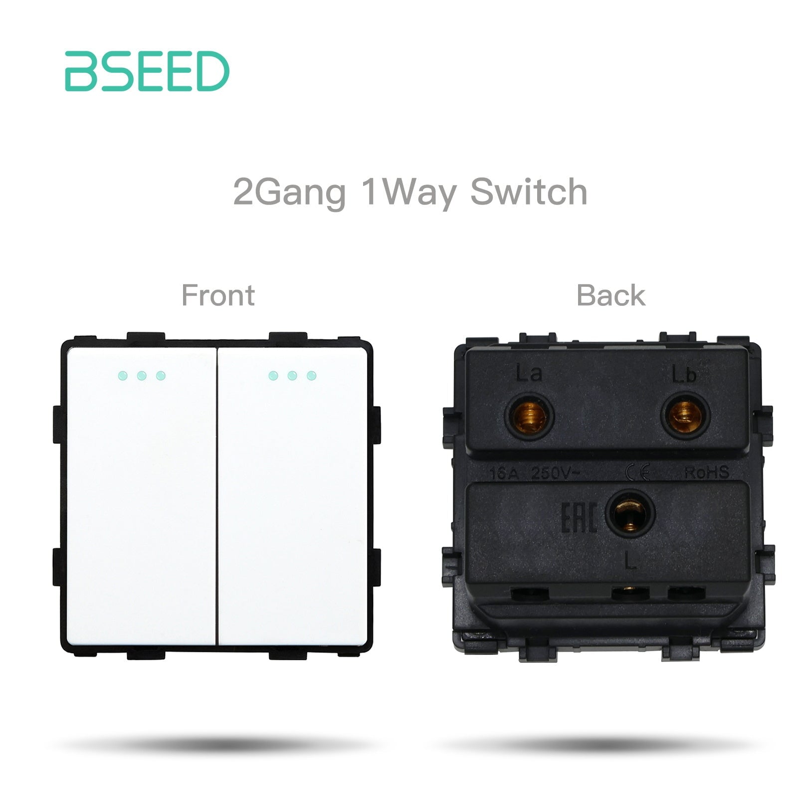 Bseed 1/2/3 Gang 1/2/3 Way Button Light Switch Function Key Touch Control Cross Switch Light Switches Bseedswitch White 2Gang 1Way