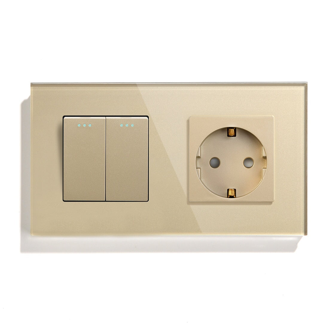 BSEED Mechanical 1/2/3 Gang 1/2Way Touch Light Switch With Normal Eu Socket Power Outlets & Sockets Bseedswitch Golden 2Gang 1Way