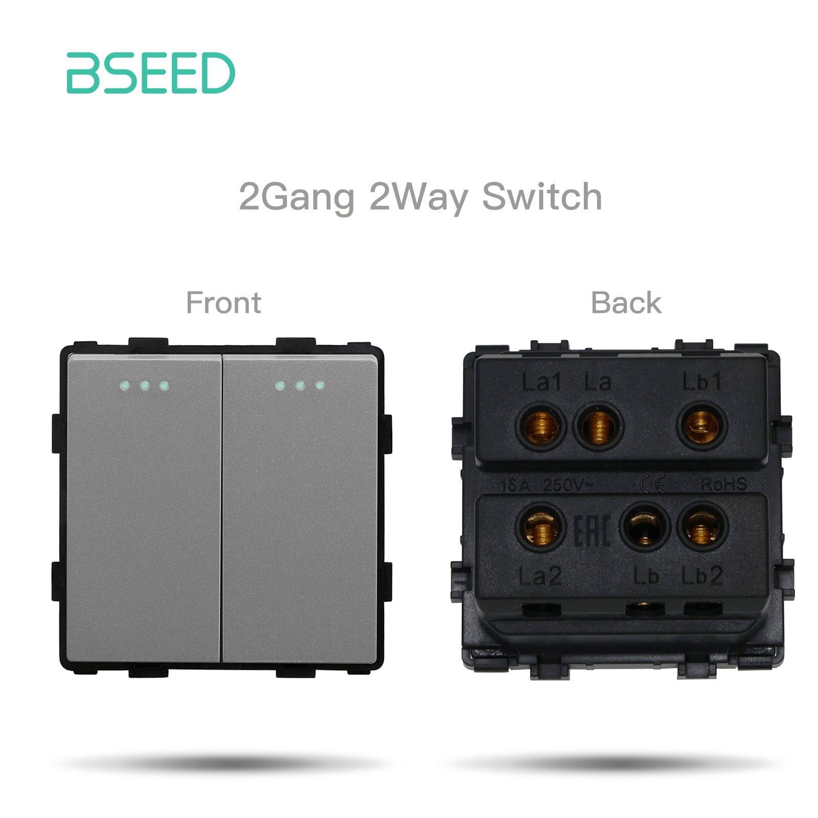 Bseed 1/2/3 Gang 1/2/3 Way Button Light Switch Function Key Touch Control Cross Switch Light Switches Bseedswitch Grey 2Gang 2Way