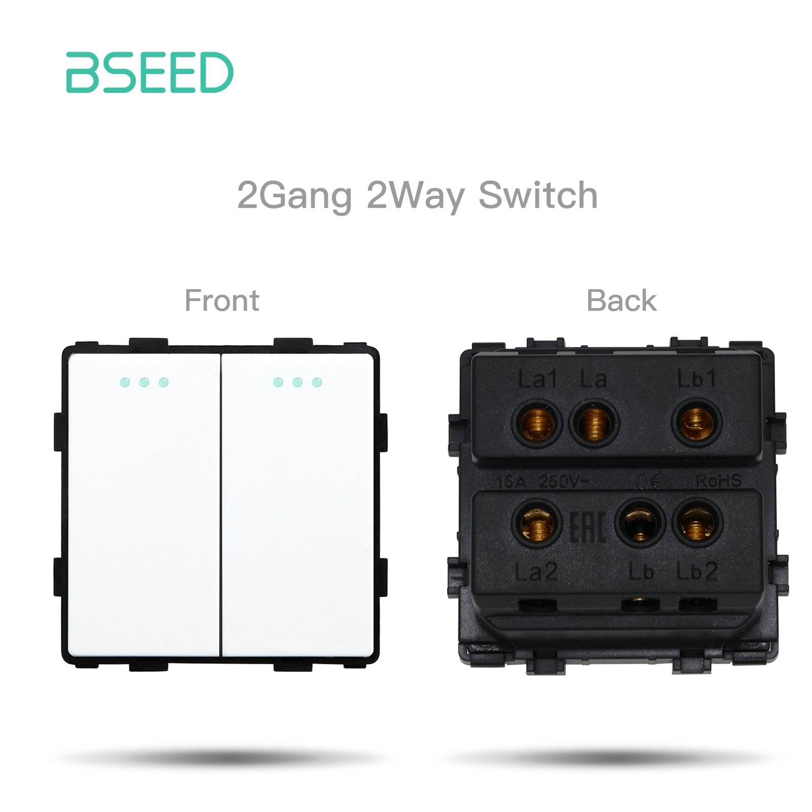 Bseed 1/2/3 Gang 1/2/3 Way Button Light Switch Function Key Touch Control Cross Switch Light Switches Bseedswitch White 2Gang 2Way