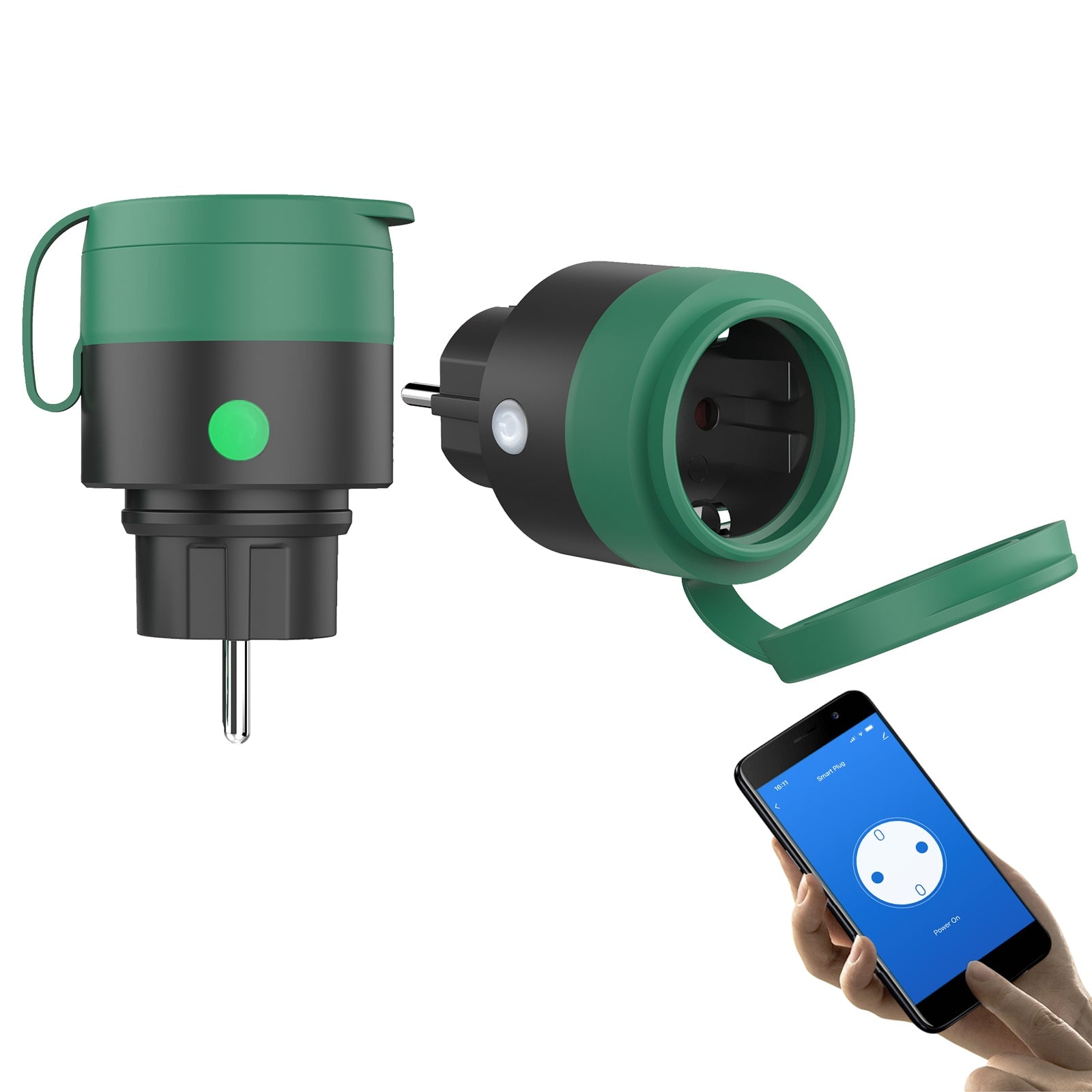 BSEED IP44 waterproof smart WiFi EU plug Power Outlets & Sockets Bseedswitch Green 2 Pcs/Pack 