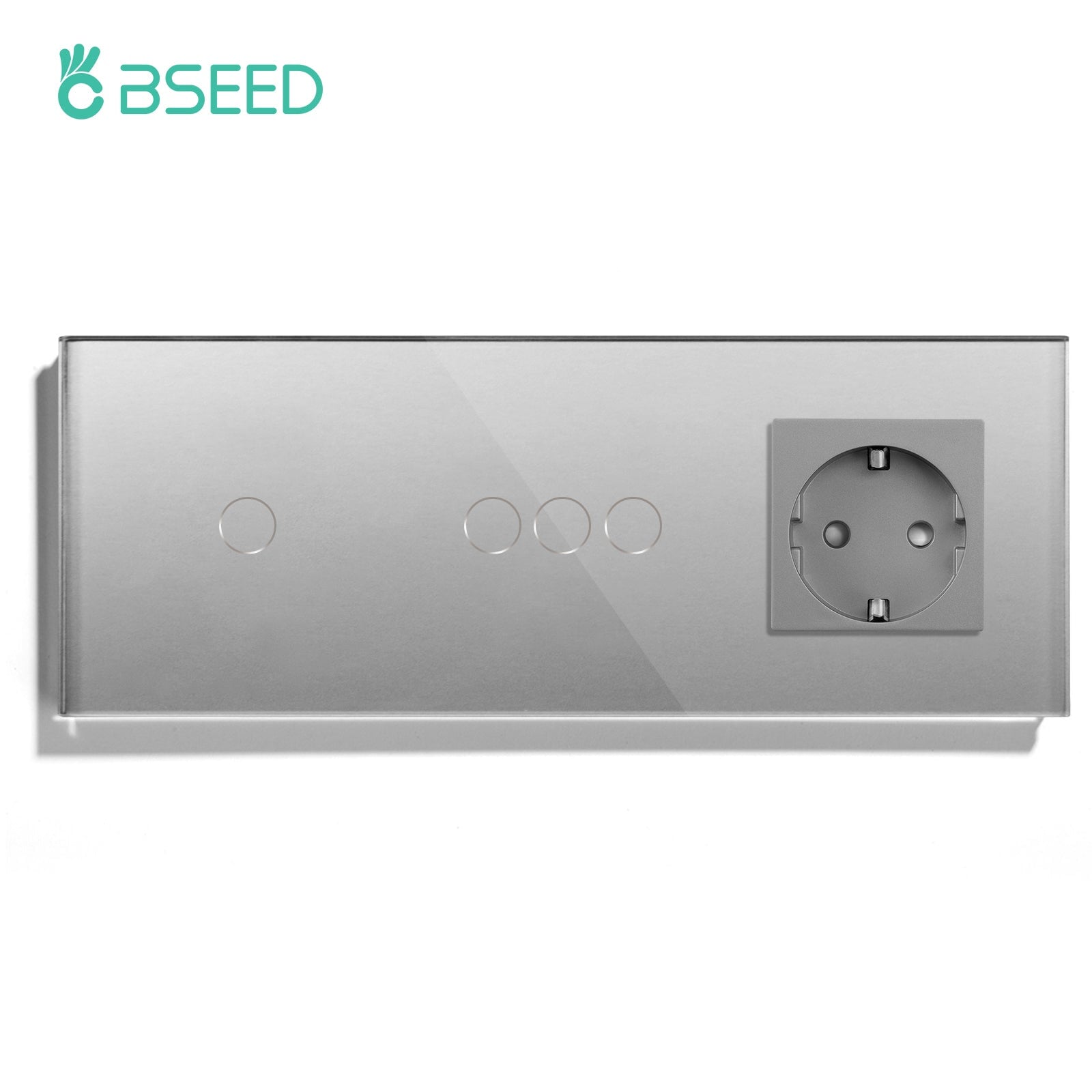 BSEED Double Touch 1/2/3 Gnag 1/2/3 Way Light Switch With EU Socket Power Outlets & Sockets Bseedswitch Grey 1gang+3gang 1Way