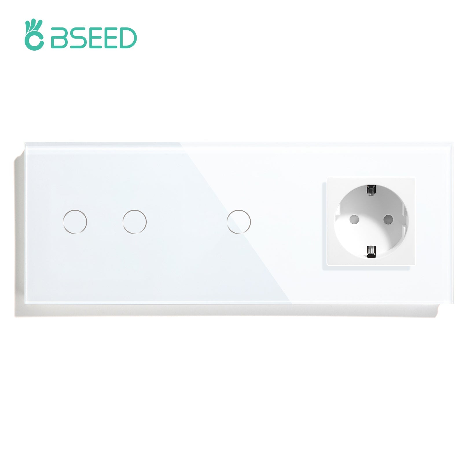BSEED Double Touch 1/2/3 Gnag 1/2/3 Way Light Switch With EU Socket Power Outlets & Sockets Bseedswitch White 2gang+1gang 1Way