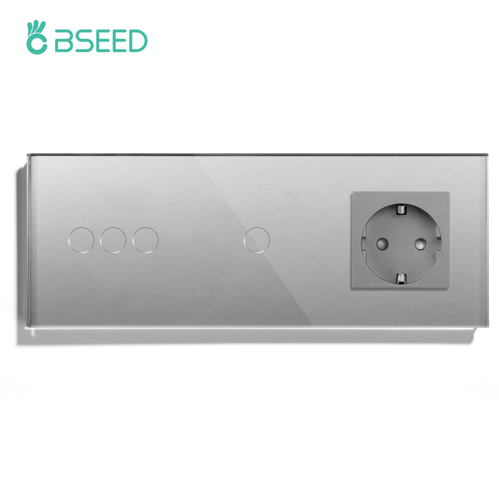 BSEED Double Touch 1/2/3 Gnag 1/2/3 Way Light Switch With EU Socket Power Outlets & Sockets Bseedswitch Grey 3gang+1gang 1Way