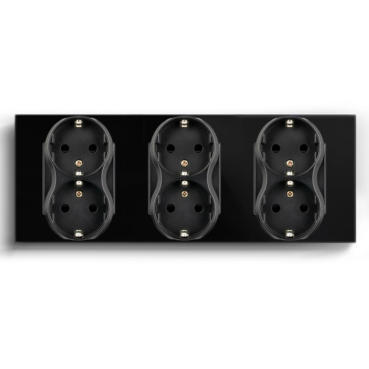 BSEED EU Double Sockets Power Wall Outlet Home Wall Power Sockets Glass Panel Power Outlets & Sockets Bseedswitch Black Triple 