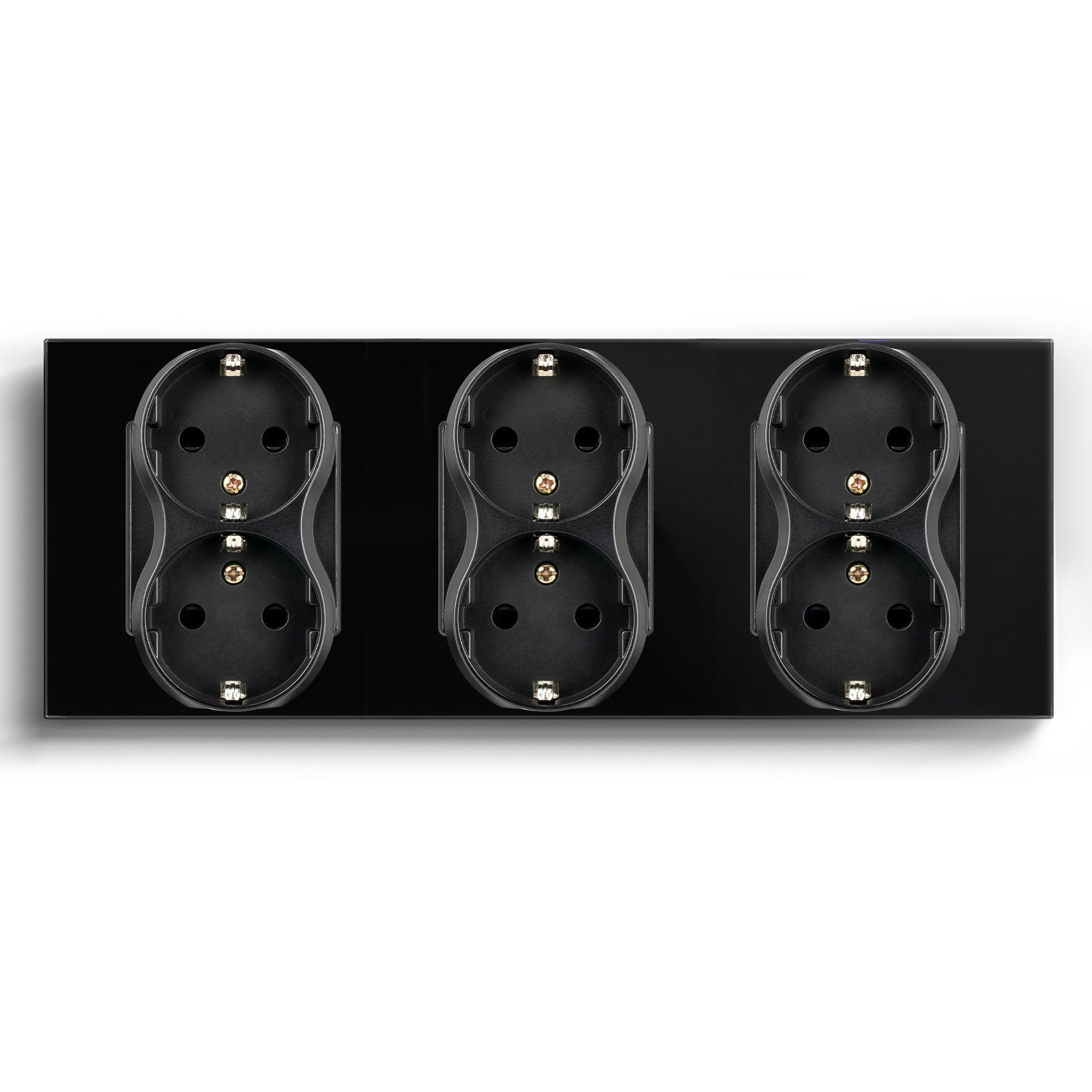 BSEED EU Double Sockets Power Wall Outlet Home Wall Power Sockets Glass Panel Power Outlets & Sockets Bseedswitch Black Triple 