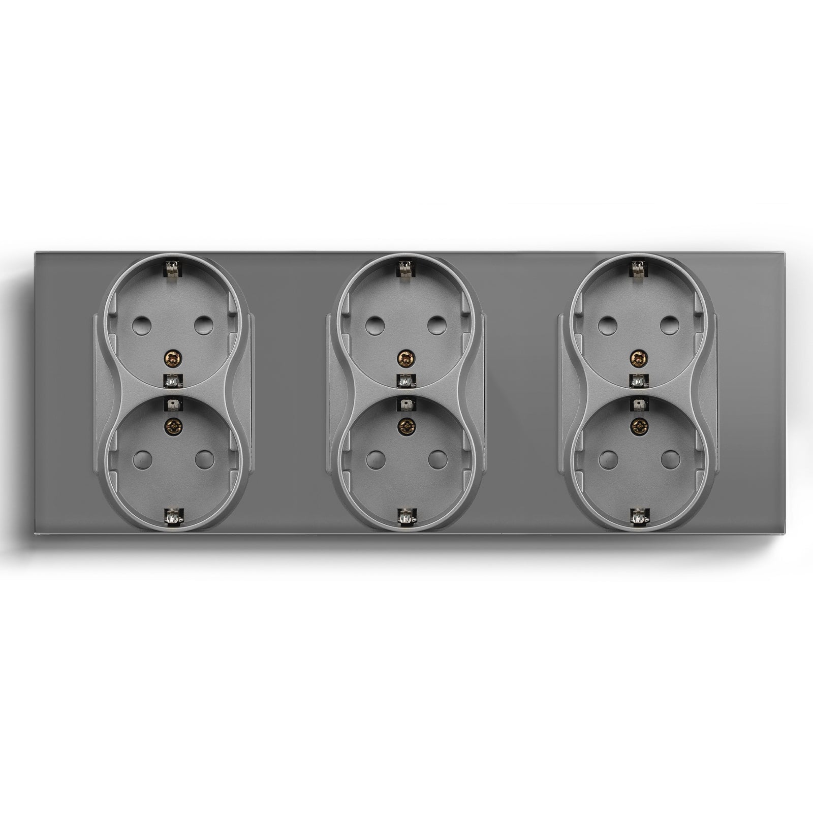 BSEED EU Double Sockets Power Wall Outlet Home Wall Power Sockets Glass Panel Power Outlets & Sockets Bseedswitch Grey Triple 