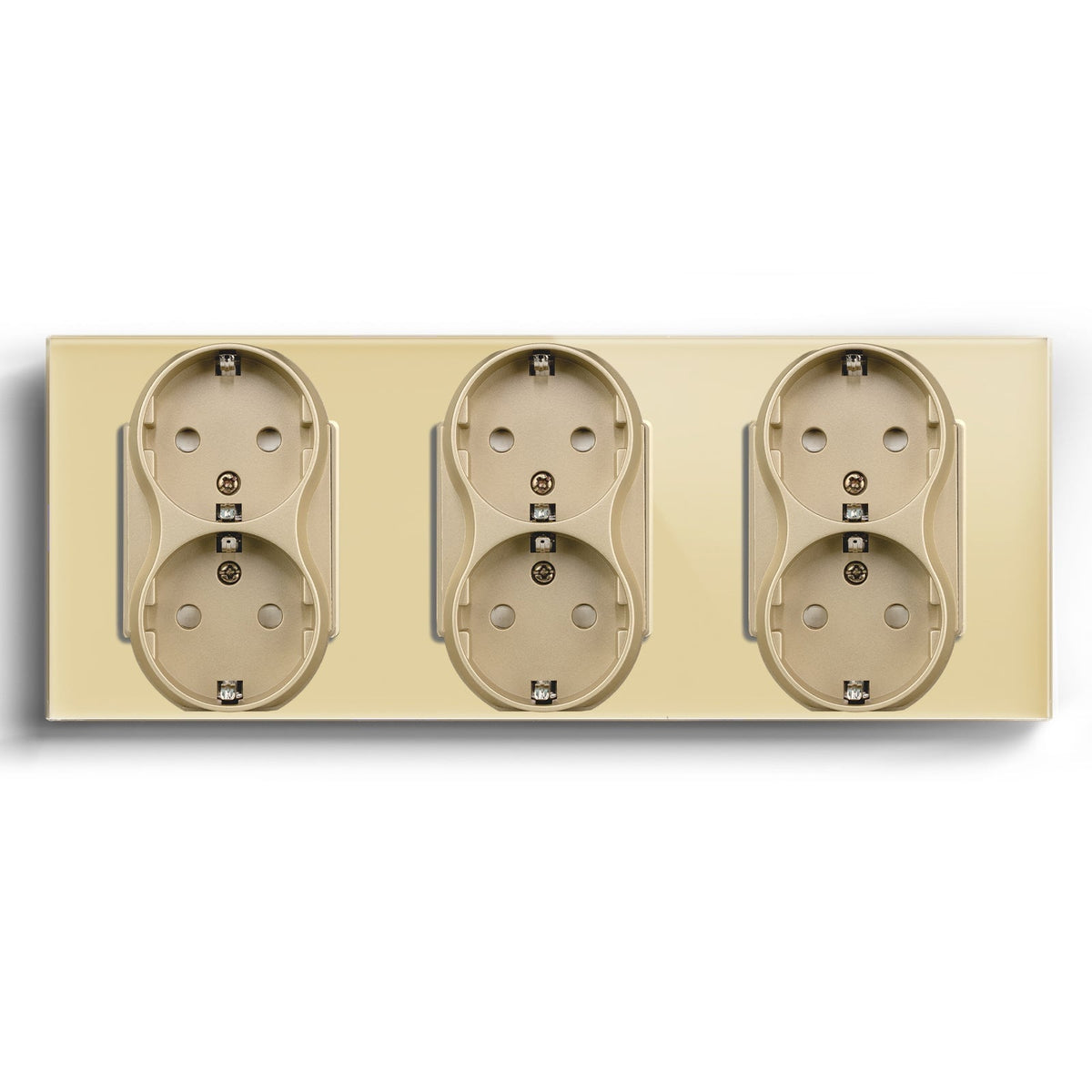 BSEED EU Double Sockets Power Wall Outlet Home Wall Power Sockets Glass Panel Power Outlets & Sockets Bseedswitch Gold Triple 