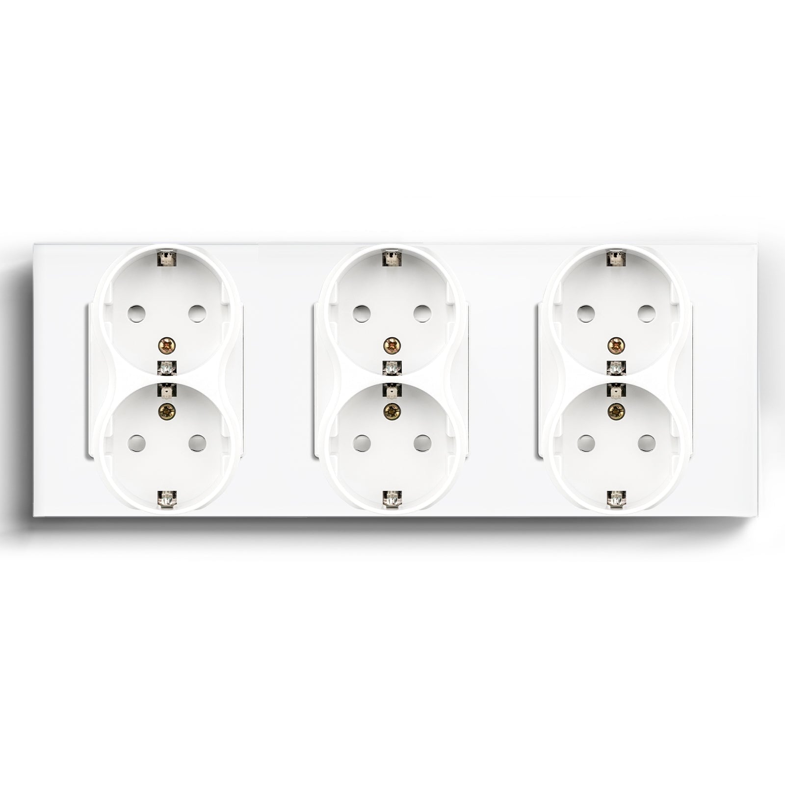 BSEED EU Double Sockets Power Wall Outlet Home Wall Power Sockets Glass Panel Power Outlets & Sockets Bseedswitch White Triple 