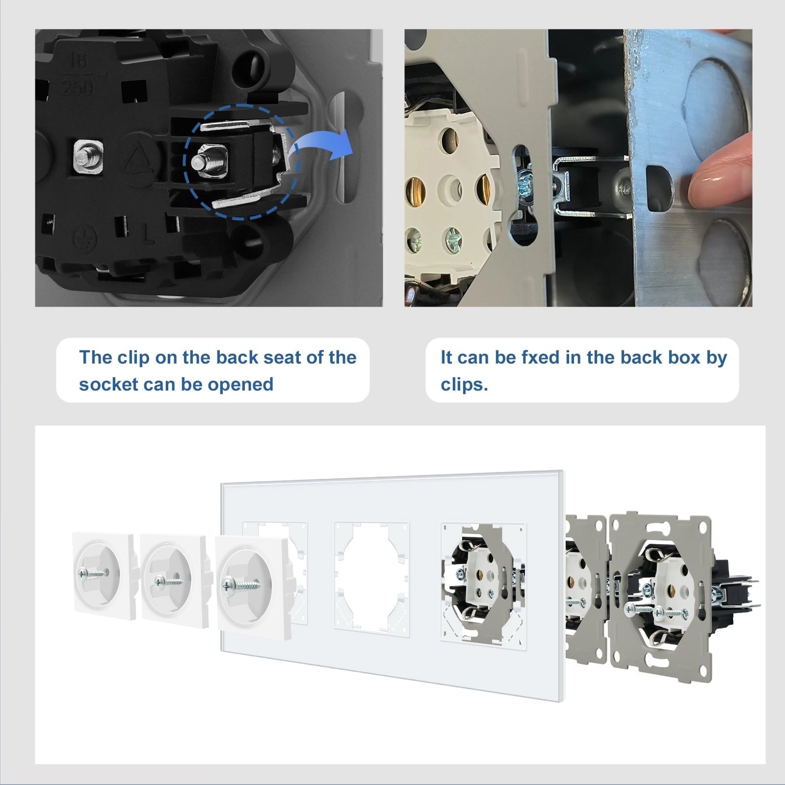 BSEED EU Wall Sockets with clamping technology PC panel Power Outlets & Sockets Bseedswitch 