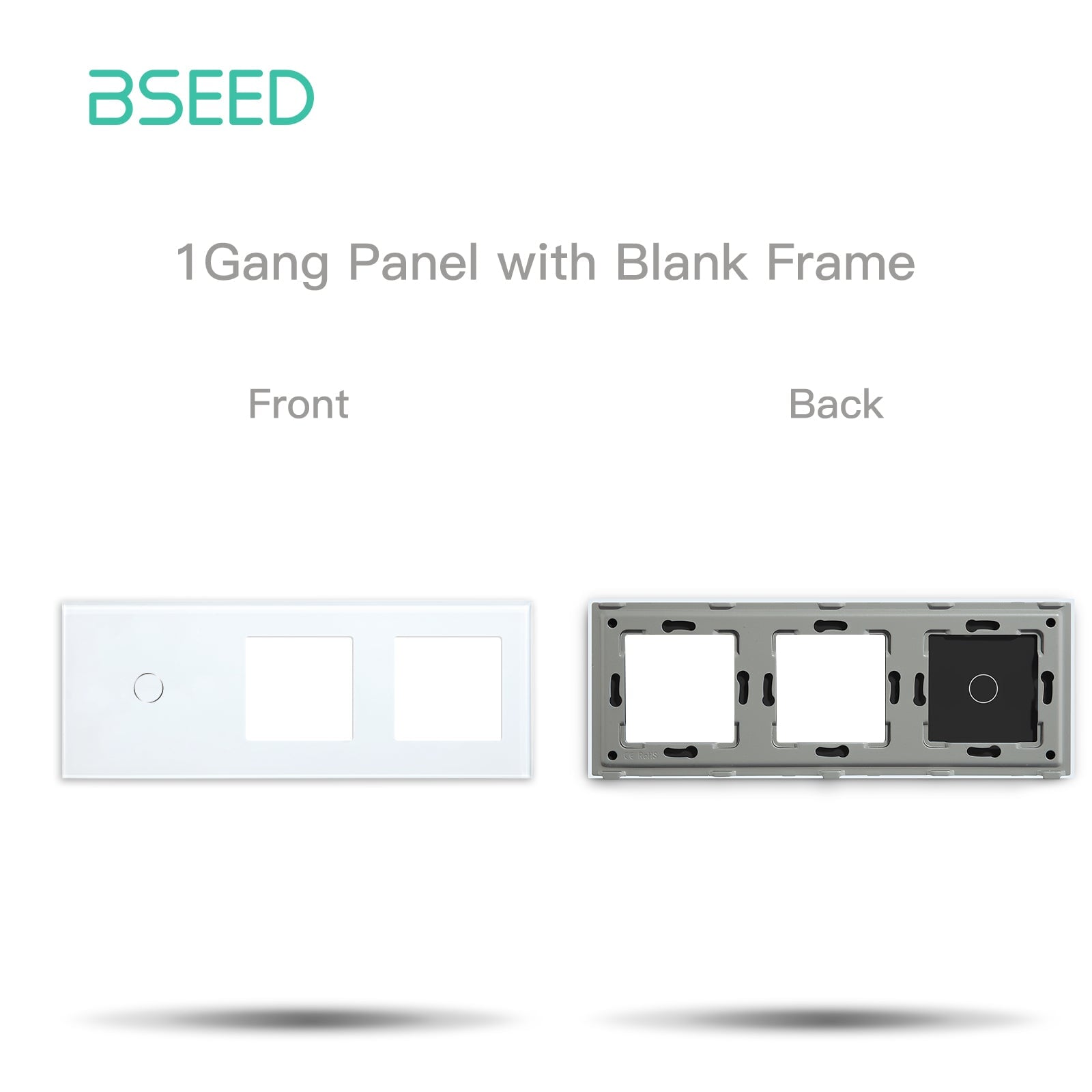 Bseed Panel with Double Frame Crystal Glass 1/2/3 Gang with Slots Bseedswitch White 1Gang + 2slots 