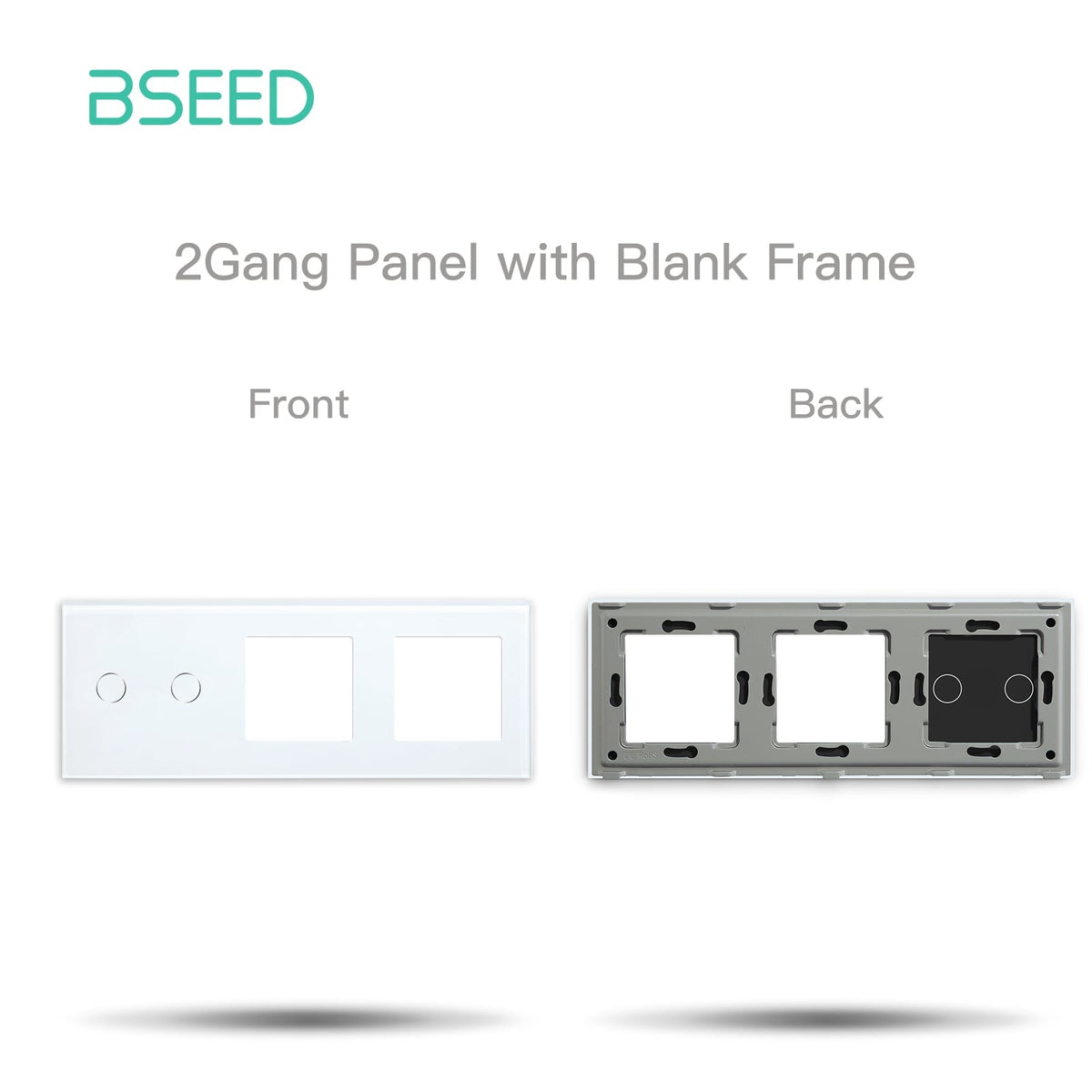 Bseed Panel with Double Frame Crystal Glass 1/2/3 Gang with Slots Bseedswitch White 2Gang + 2slots 