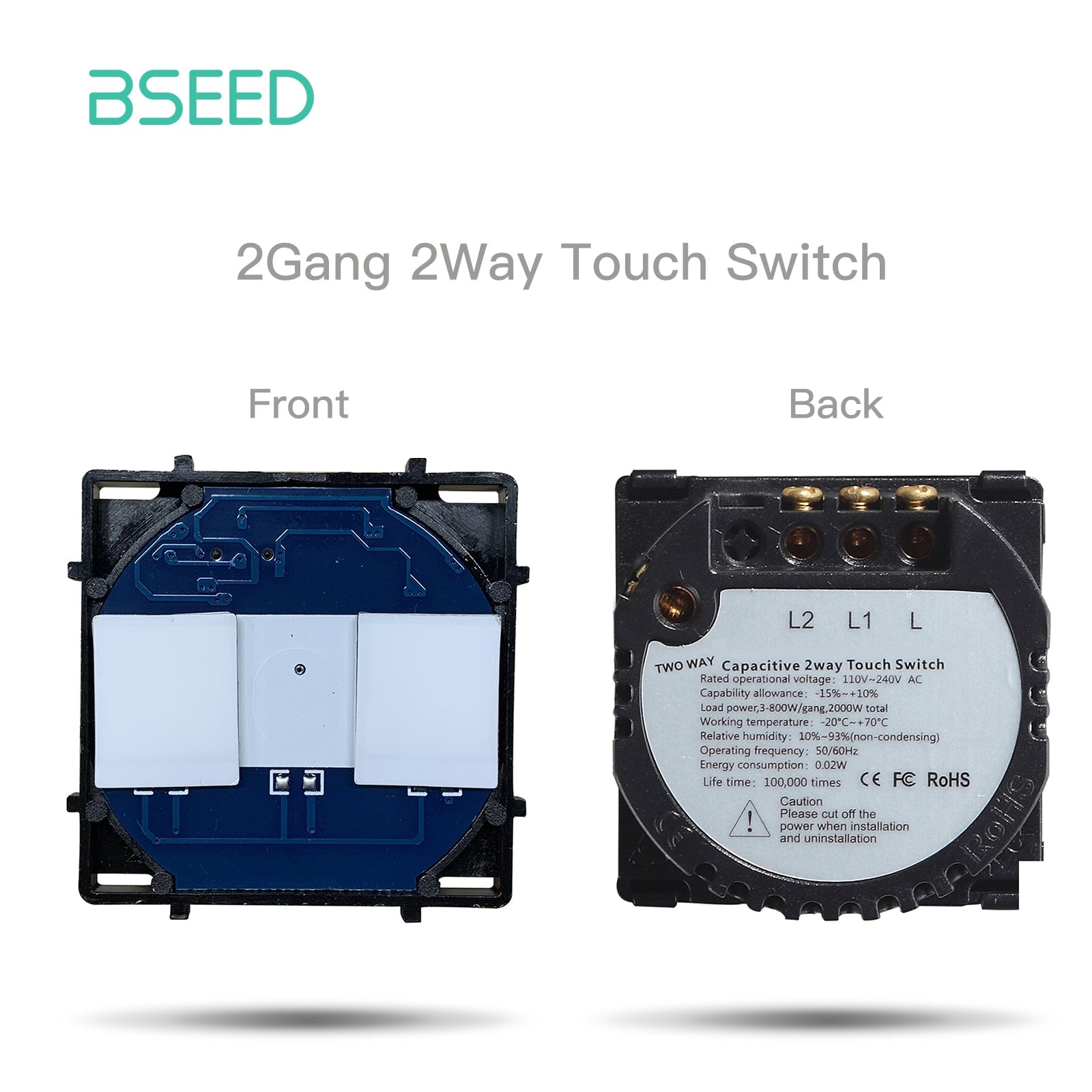 Bseed Light Switch 1/2/3/4 Gang 1/2/3 Way Function Key Touch Control 300W Light Switches Bseedswitch 2 Gang 2 Way 