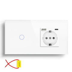 BSEED Single Line Wifi Light Switch with Eu socket type-c Plug 2.1A 157mm Light Switches Bseedswitch 