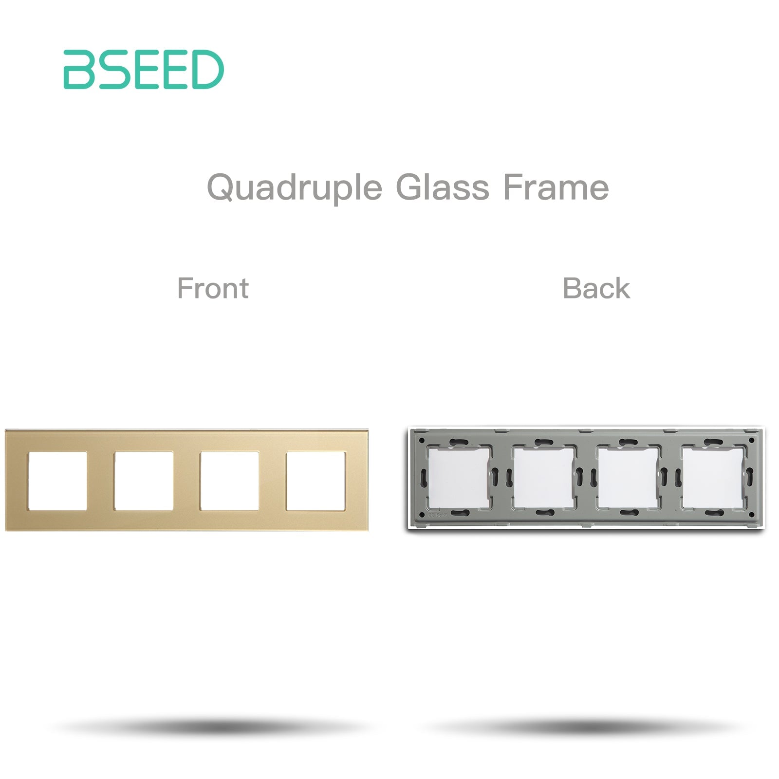 Bseed Crystal Glass Frames Socket Frame 4 Color 1/2/3/4/5 Slotes DIY Part Wall Jacks & Braces Bseedswitch Golden Quadruple 