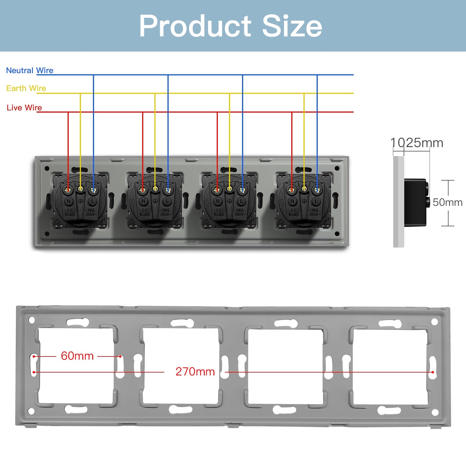 BSEED FR Wall Sockets Power Outlets Kids Protection 16A Wall Plates & Covers Bseedswitch 