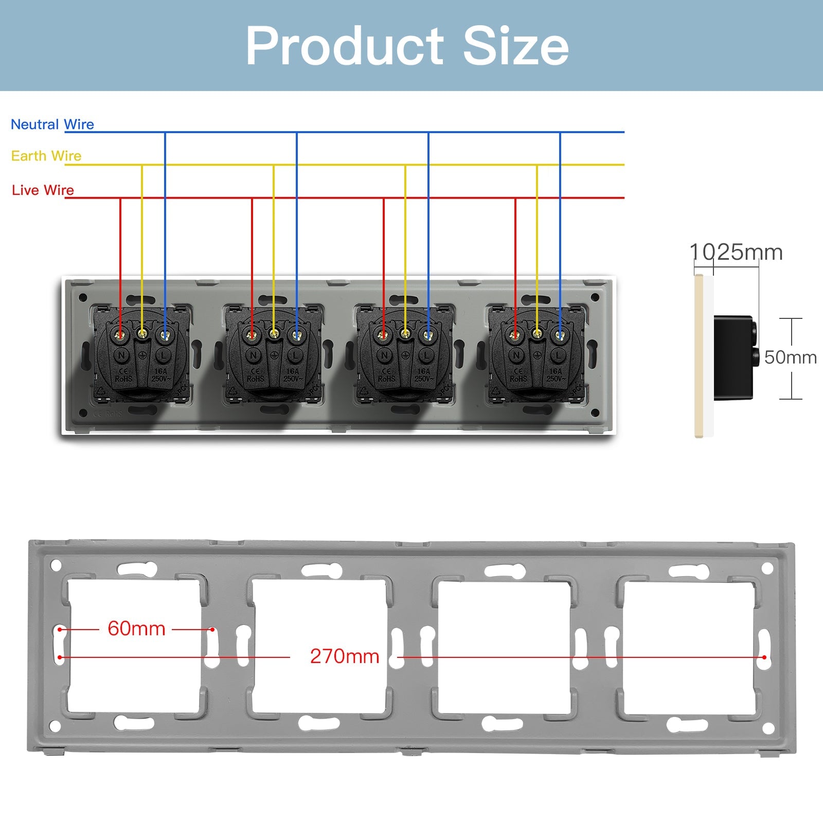 BSEED FR Wall Sockets Type-C Interface Outlet Wall Socket With Charge Port With USB Power Outlets Kids Protection 16A Wall Plates & Covers Bseedswitch 