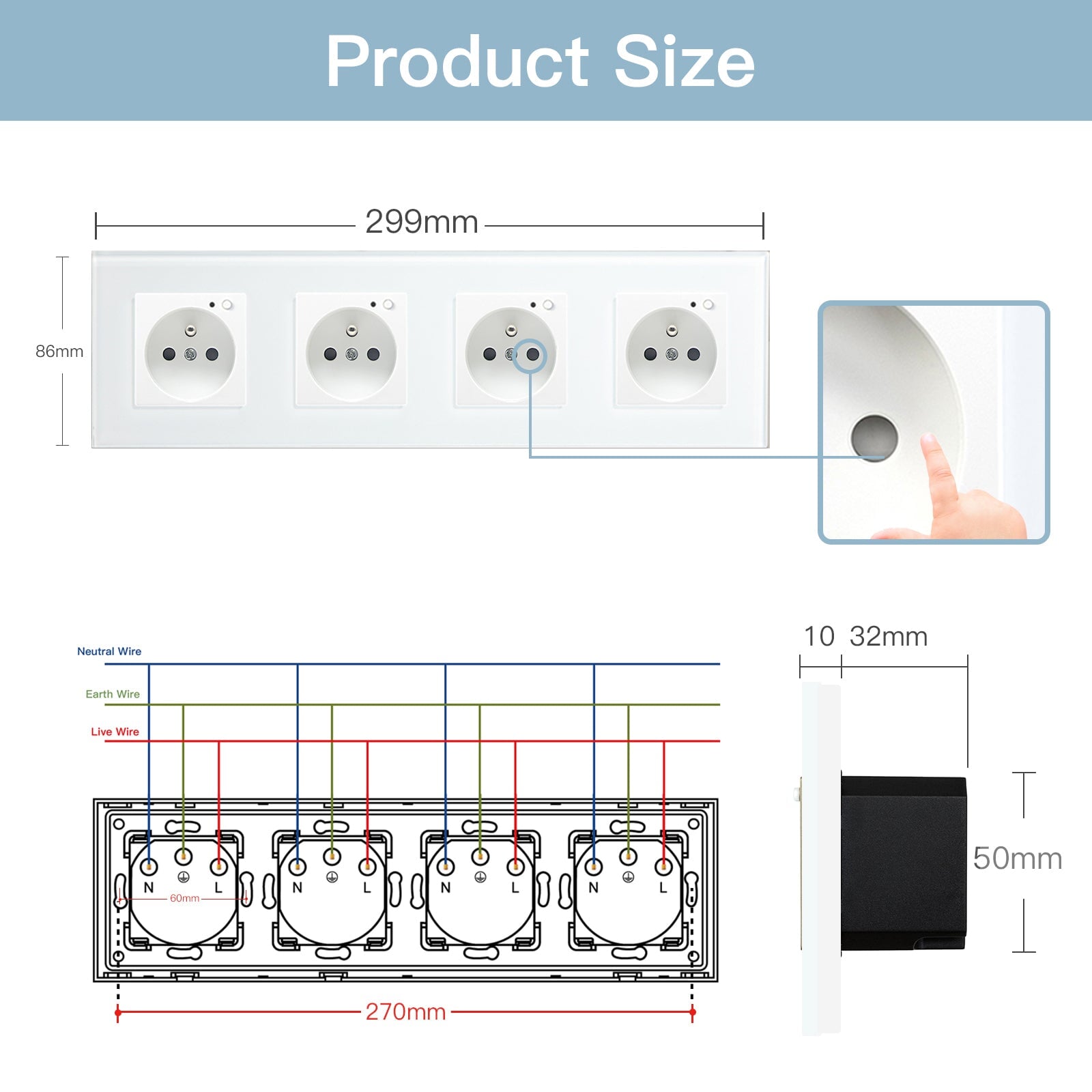 Bseed Wifi FR Standard Socket Wall Sockets With Energy Monitoring Power Outlets & Sockets Bseedswitch 