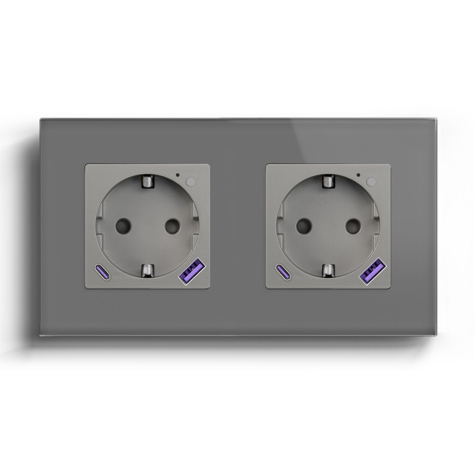 BSEED ZigBee EU Wall Sockets Type-C With USB With Energy Monitoring socket Bseedswitch Grey Double 