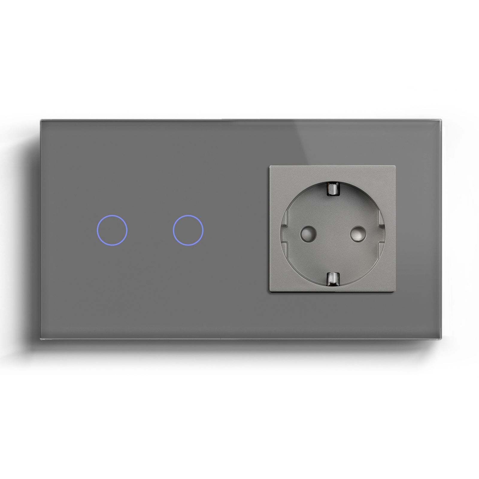 Bseed 1/2/3 Gang 1/2/3 Way Touch Light Switch with Eu Socket 300W Wall Plates & Covers Bseedswitch Grey 2 Gang 2 Way