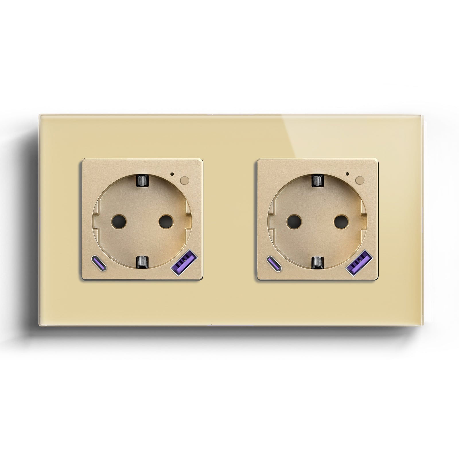 BSEED ZigBee EU Wall Sockets Type-C With USB With Energy Monitoring socket Bseedswitch Gold Double 