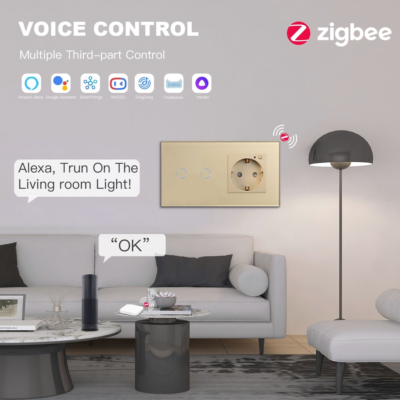 Bseed Zigbee Light Switch 1/2/3 Way With Zigbee Socket with Metering Light Switches Bseedswitch 