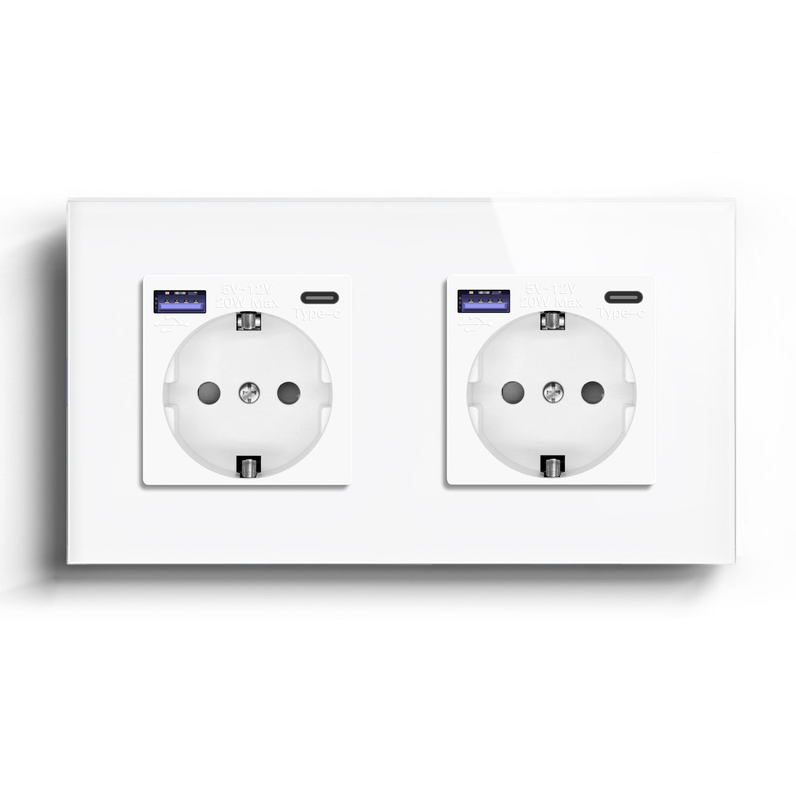 BSEED EU sockets with 20W PD Fast Charge Type-C Interface Outlet Wall Socket Power Outlets & Sockets Bseedswitch White Double 