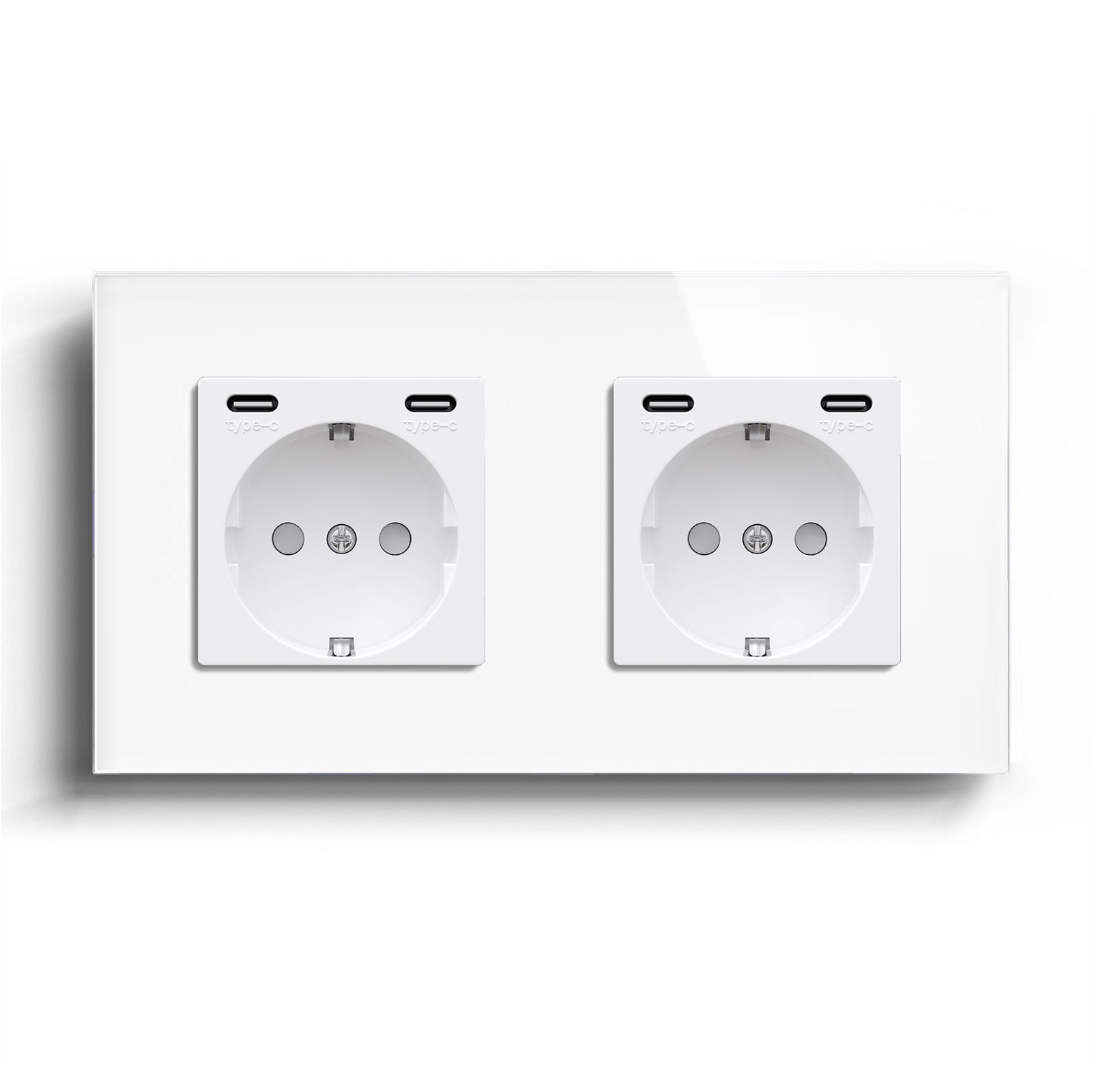 BSEED EU sockets with Double 2.1A Type-C Interface Outlet Wall Socket With Waterproof Power Outlets & Sockets Bseedswitch White Double 