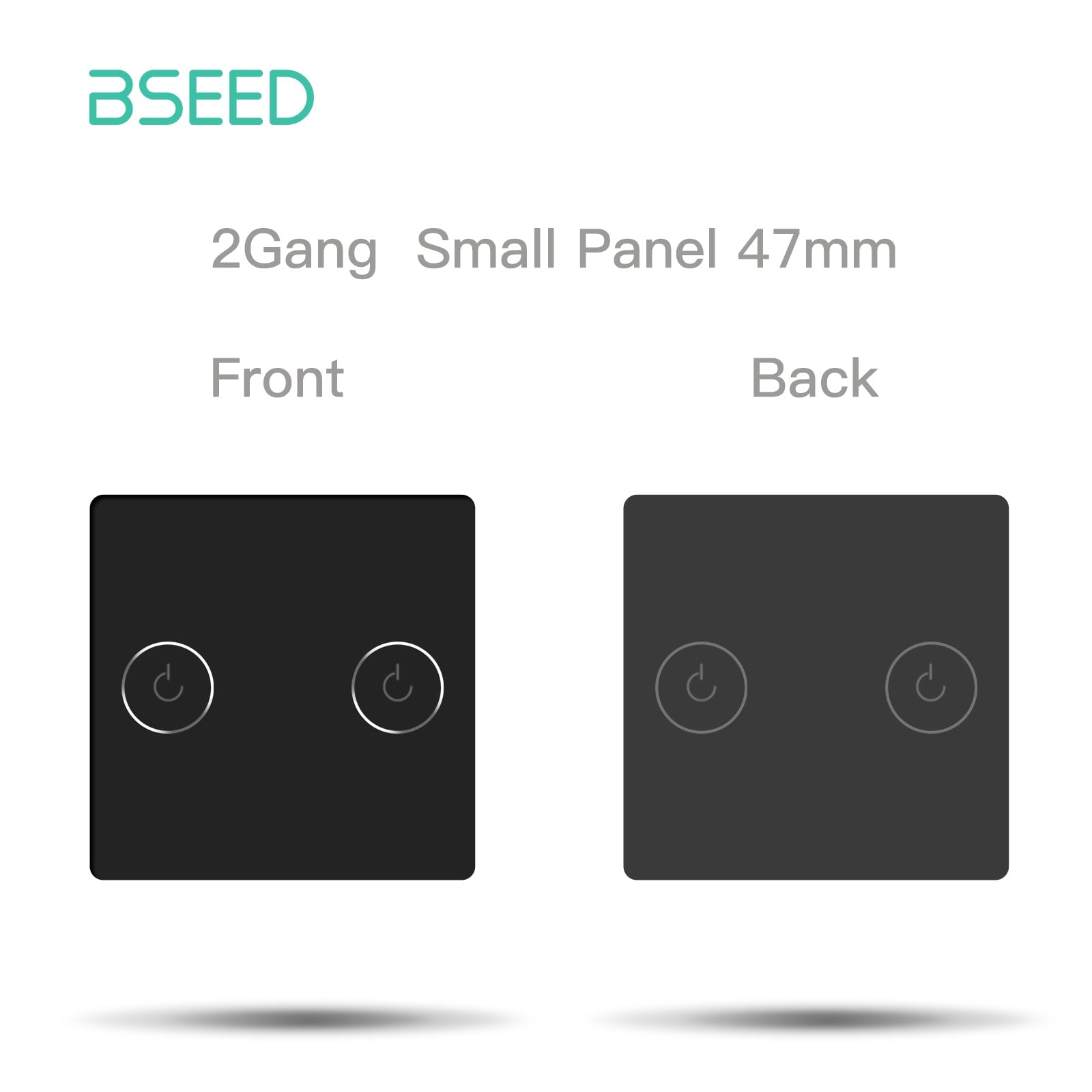Bseed 47mm Glass Panel Switch DIY Part With Or Without Icon Bseedswitch Black Wifi 2Gang Switch icon Panel 