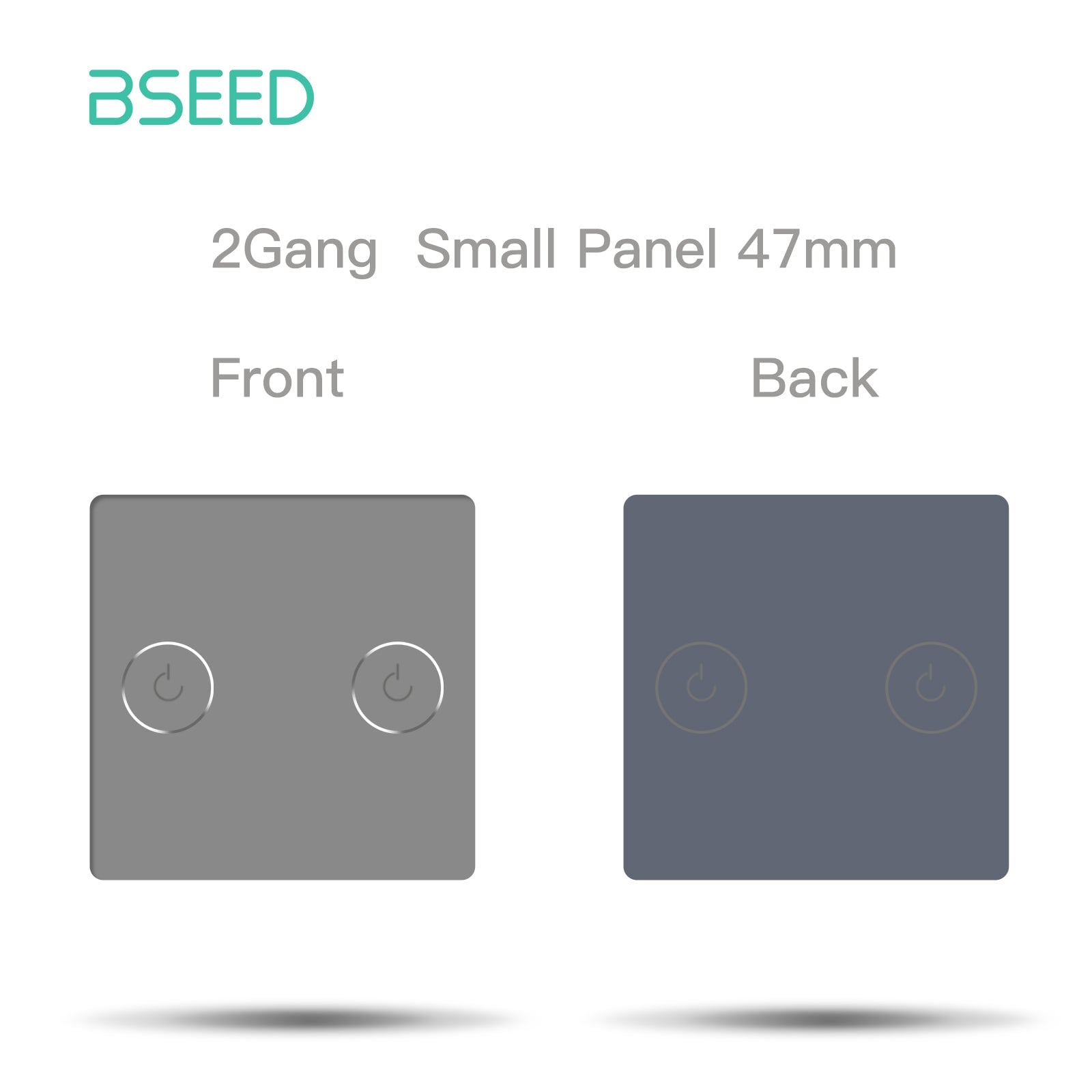 Bseed 47mm Glass Panel Switch DIY Part With Or Without Icon Bseedswitch Grey Wifi 2Gang Switch icon Panel 