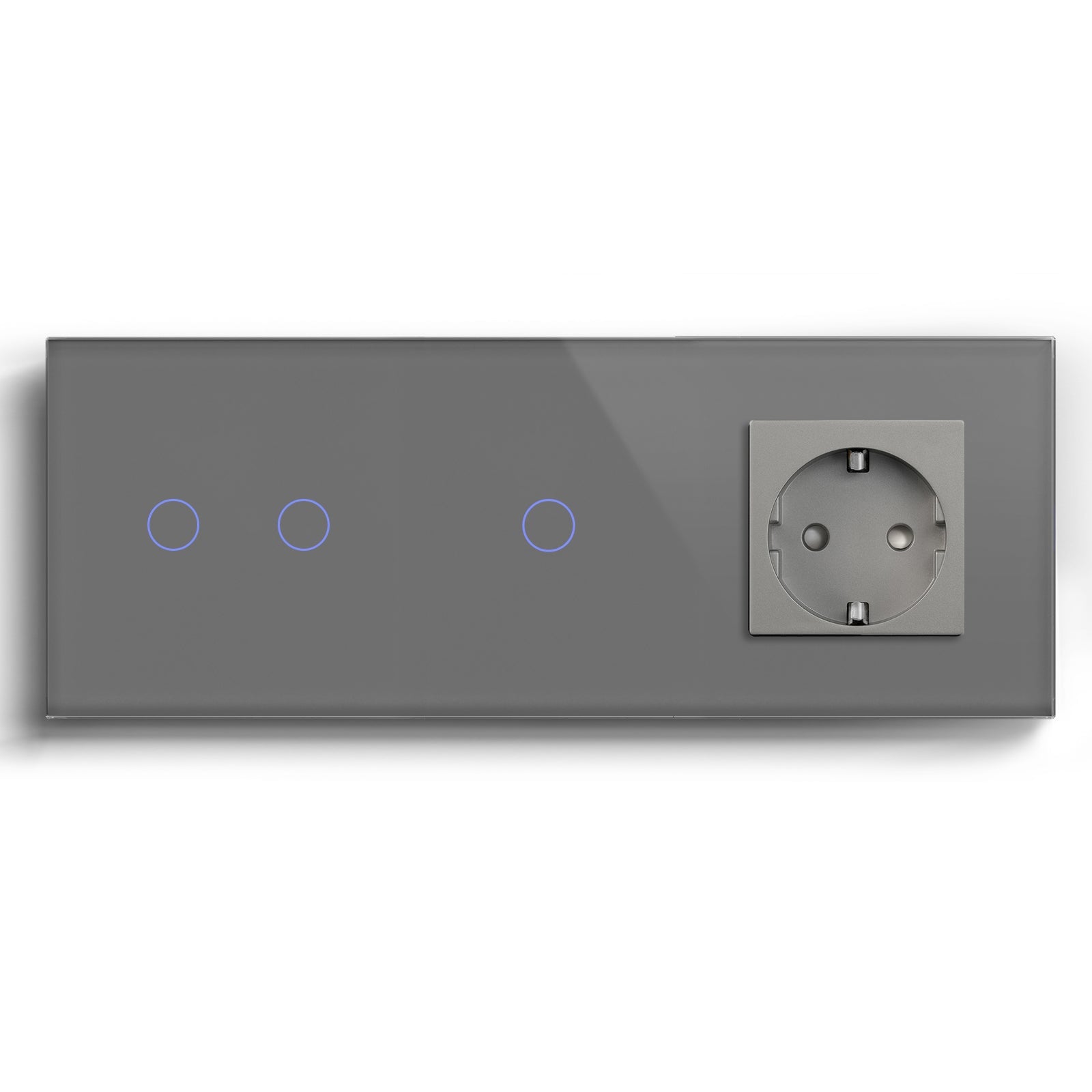 Bseed Smart WiFi Light Switches Multi Control With EU Normal Standard Wall Socket Light Switches Bseedswitch Grey 2Gang + 1Gang + Socket 