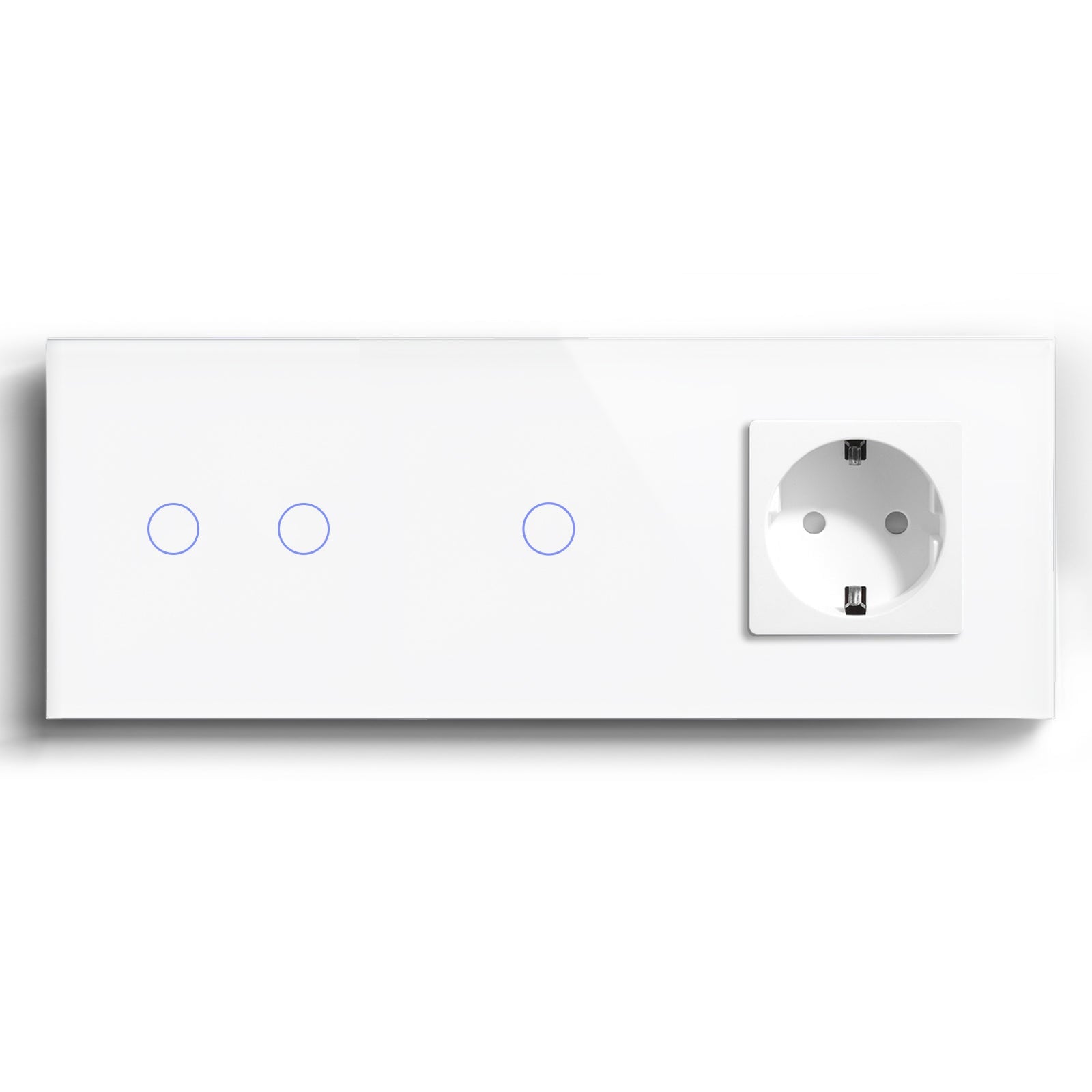 Bseed Smart WiFi Light Switches Multi Control With EU Normal Standard Wall Socket Light Switches Bseedswitch White 2Gang + 1Gang + Socket 