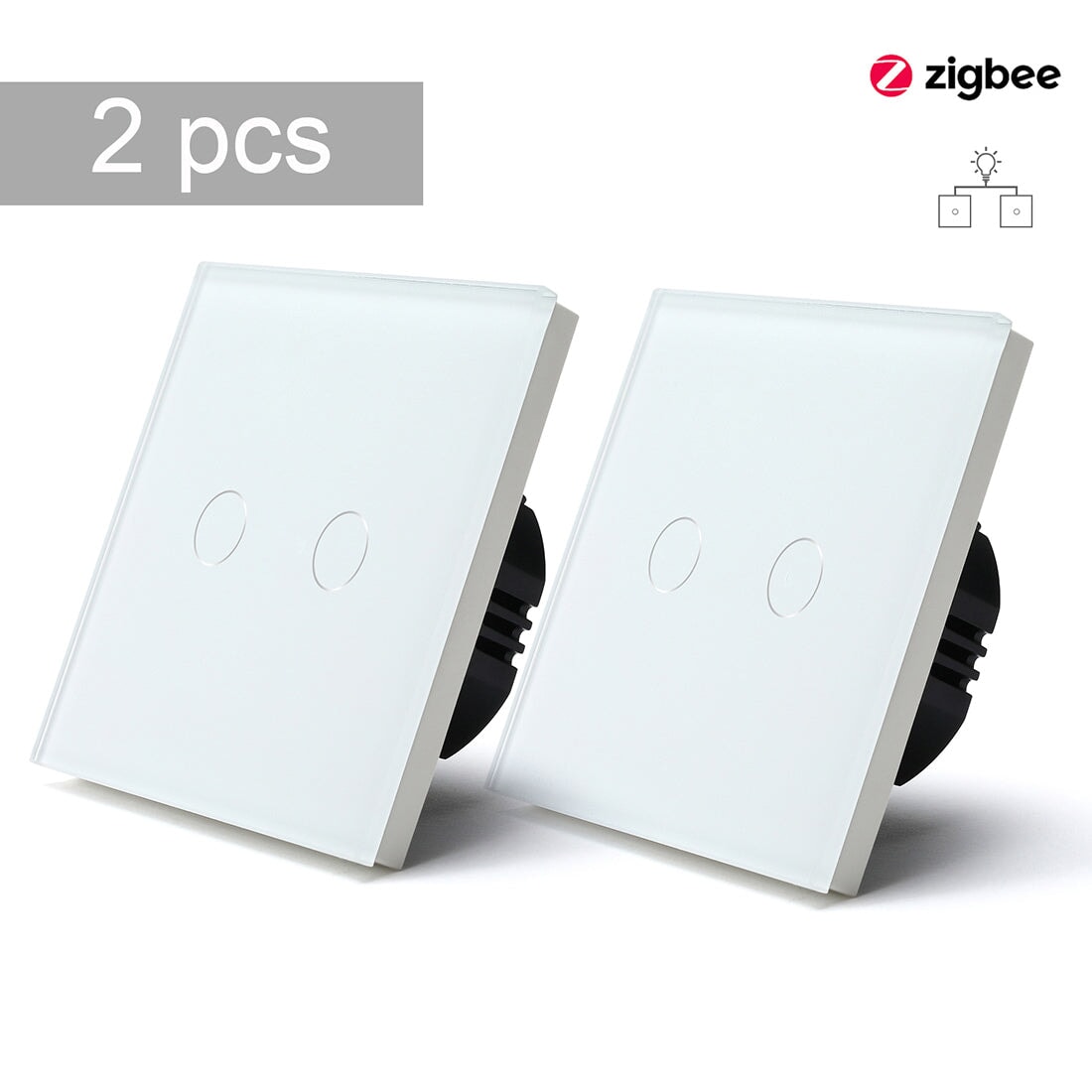 BSEED Zigbee Single Live Line Switch 1/2/3 Gang 1/2/3 Way Wall Smart Light Switch Single Live Line 1/2/3 pack Light Switches Bseedswitch White 2Gang 2 Pcs/Pack